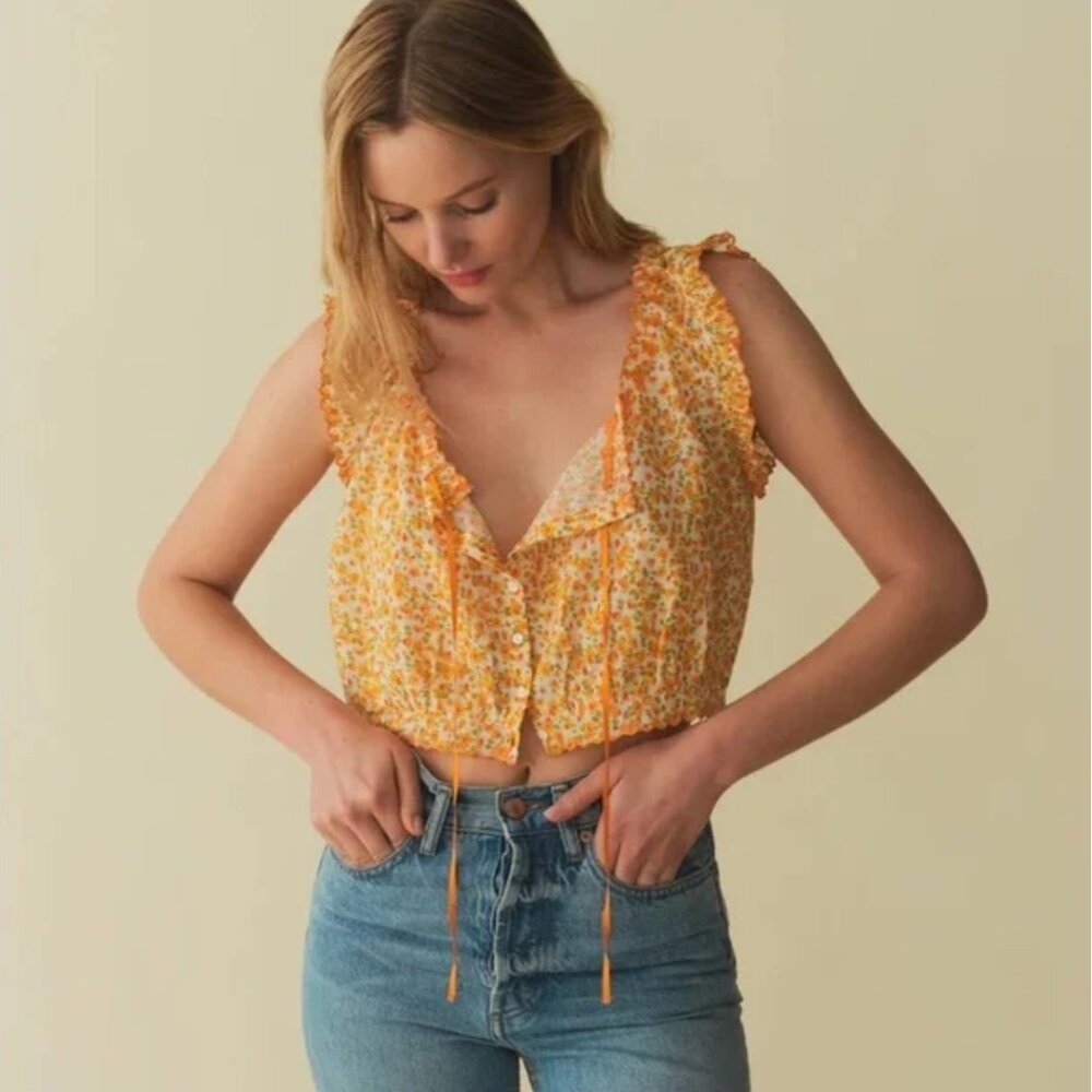 DÔEN TRAVELER TOP IN CLEMENTINE DAISY FIELDS Medium
